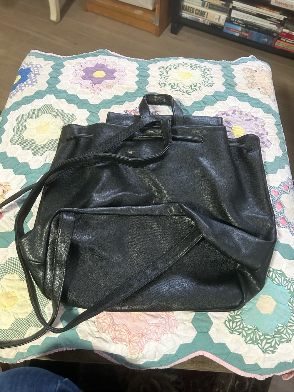 Victoria’s Secret black faux leather backpack